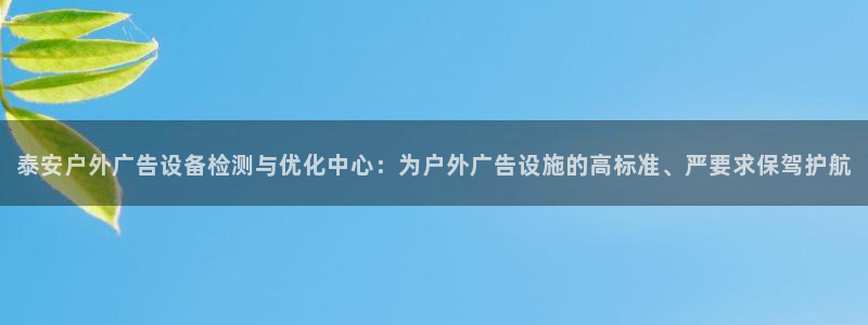 杏宇平台登录步骤是什么：泰安户外广告设备检测与优化中心：为户外广告设施的高标准、严要求保驾护航
