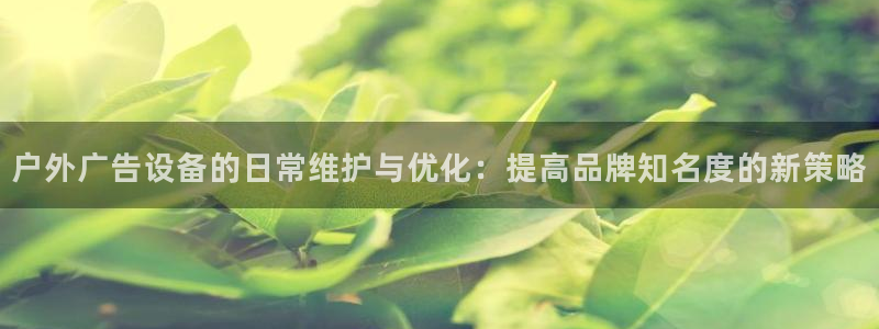杏宇平台代理多少钱一个：户外广告设备的日常维护与优化：提高品牌知名度的新策略
